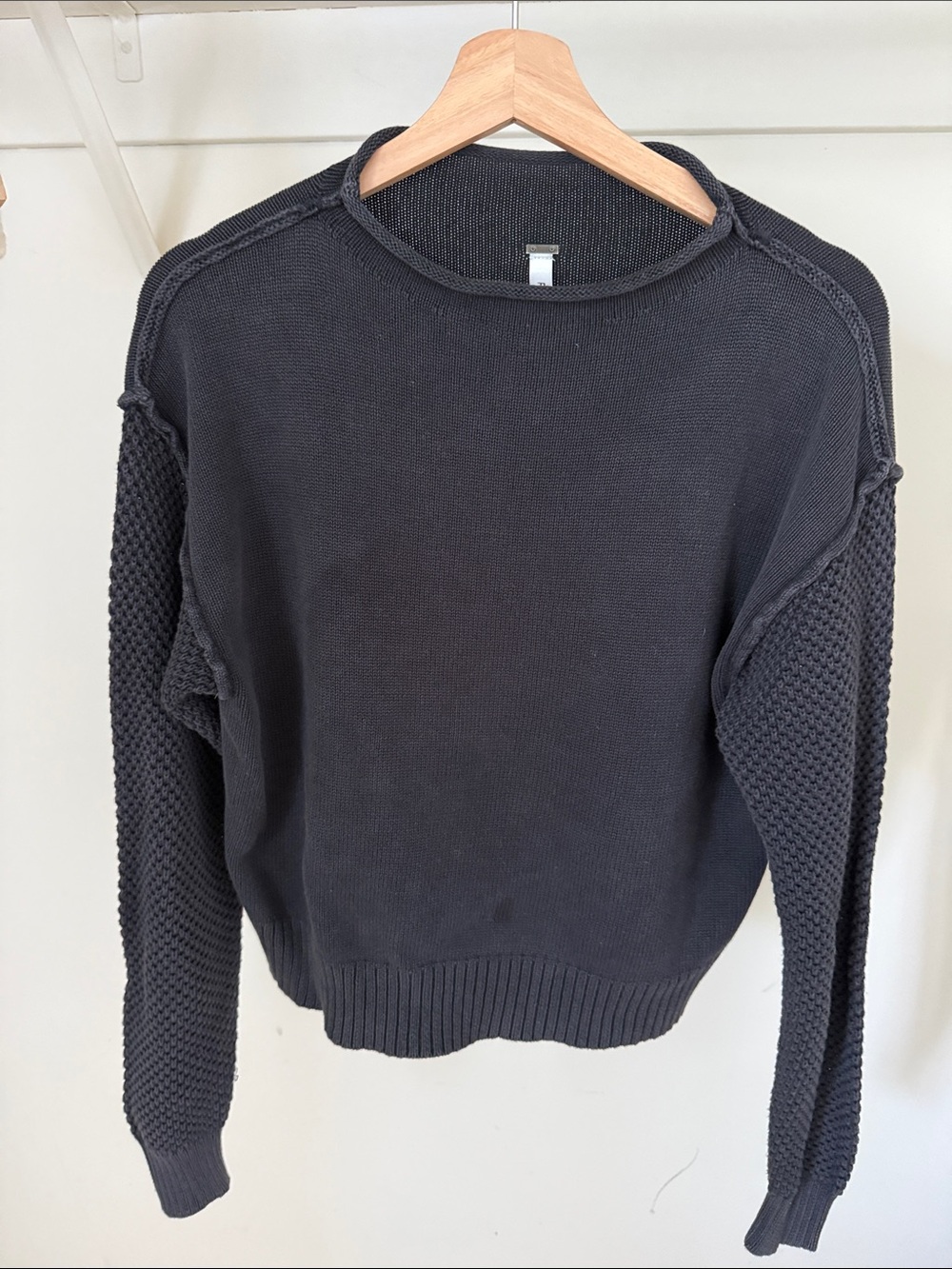 Women's Black Knit Sweater - Crewneck Long Sleeve